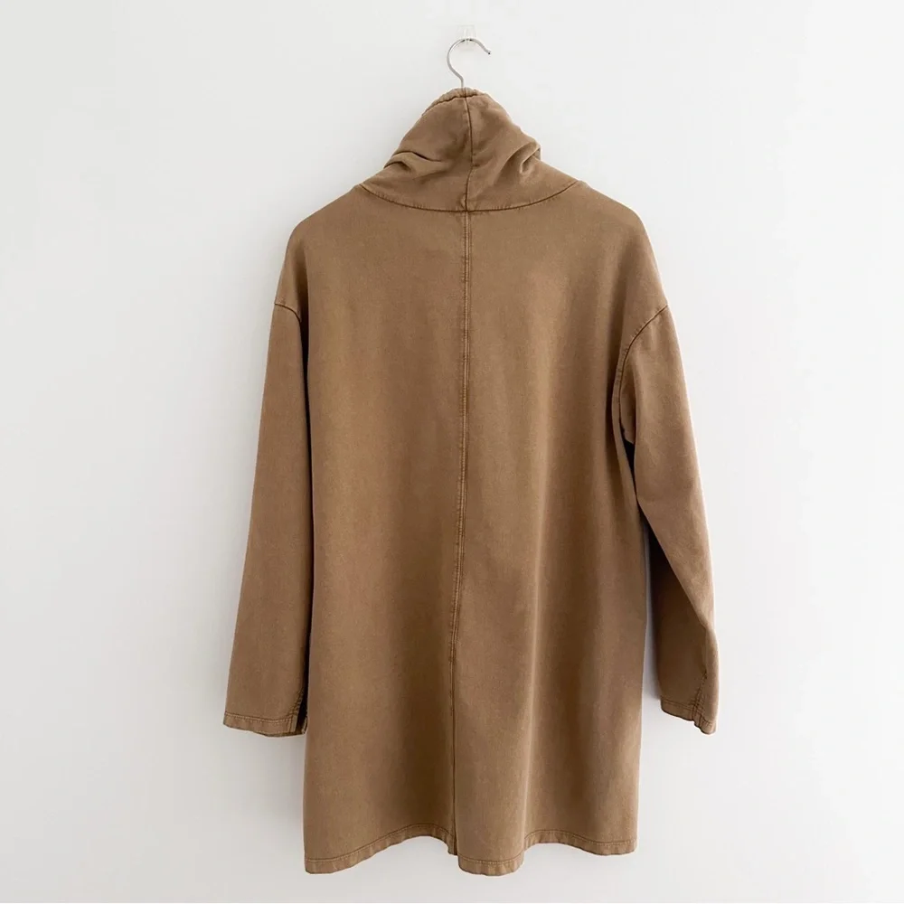 L*Space Daphne Sweatshirt Dress in Moss Tan Cotton Funnel Neck Tunic Size Large - Picture 7 of 8